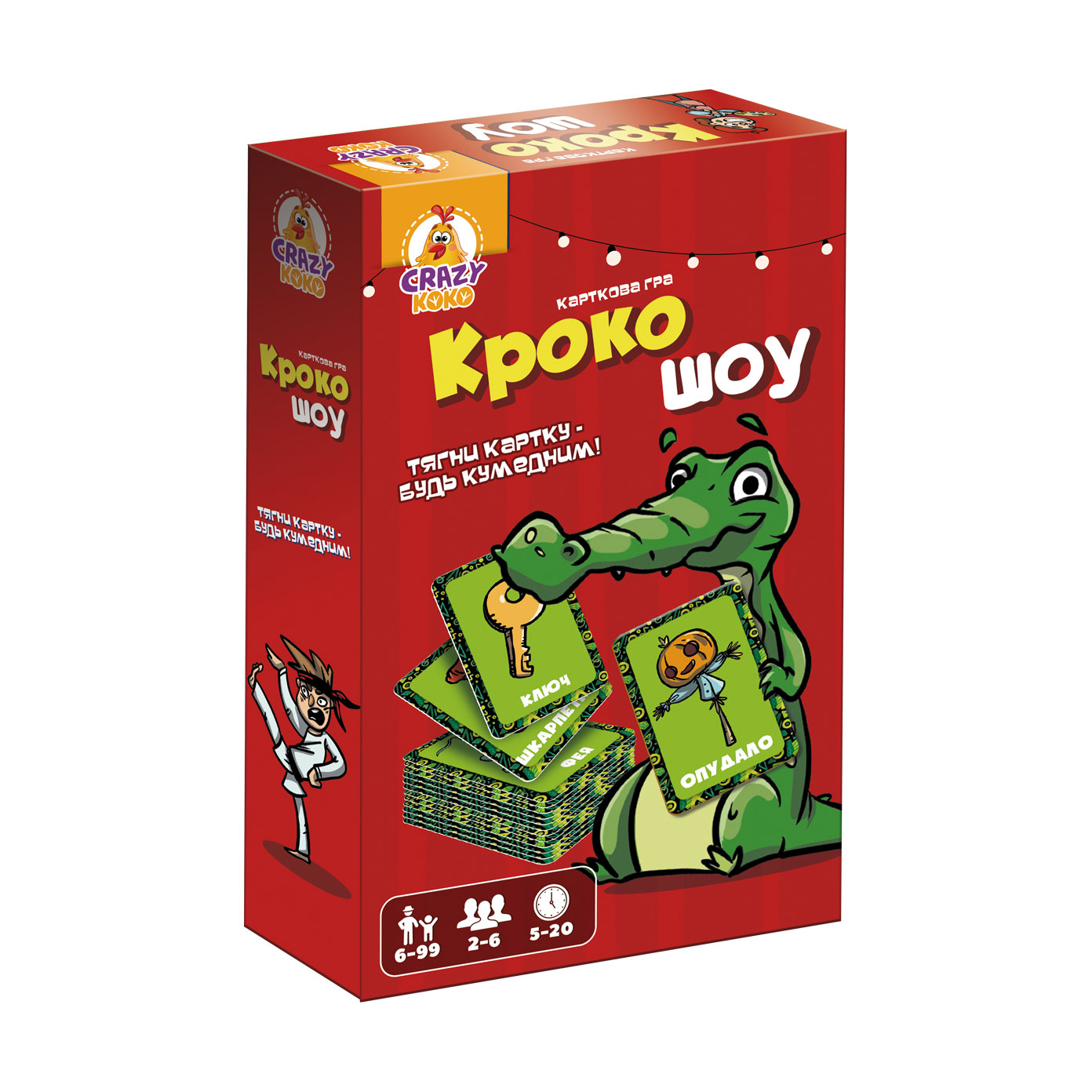 

Настільна розважальна гра Vladi Toys Крокошоу, від 6 років, 50 карток, 11.5*4*18.5 см (VT8077-02)