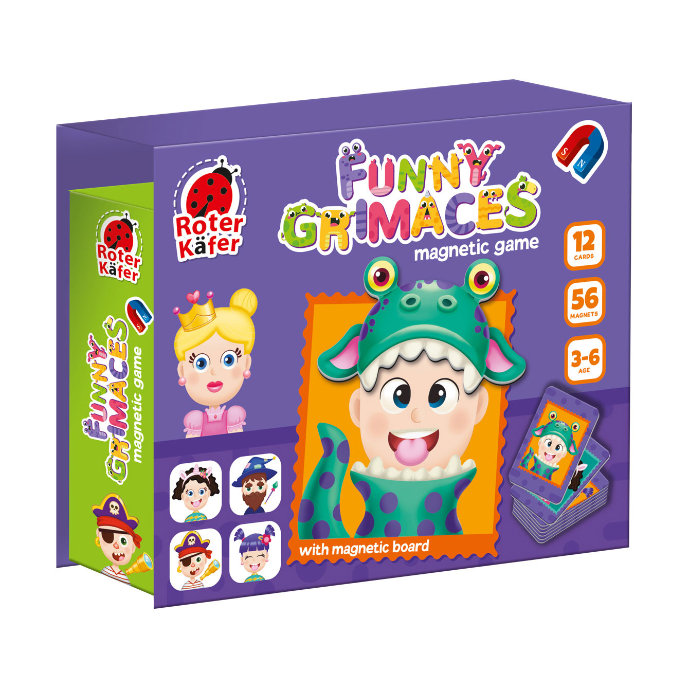 

Настільна магнітна гра Roter Kafer Веселі гримаси, 23.5*5.5*20.5 см, від 3 років, 68 елементів (RK2030-07)