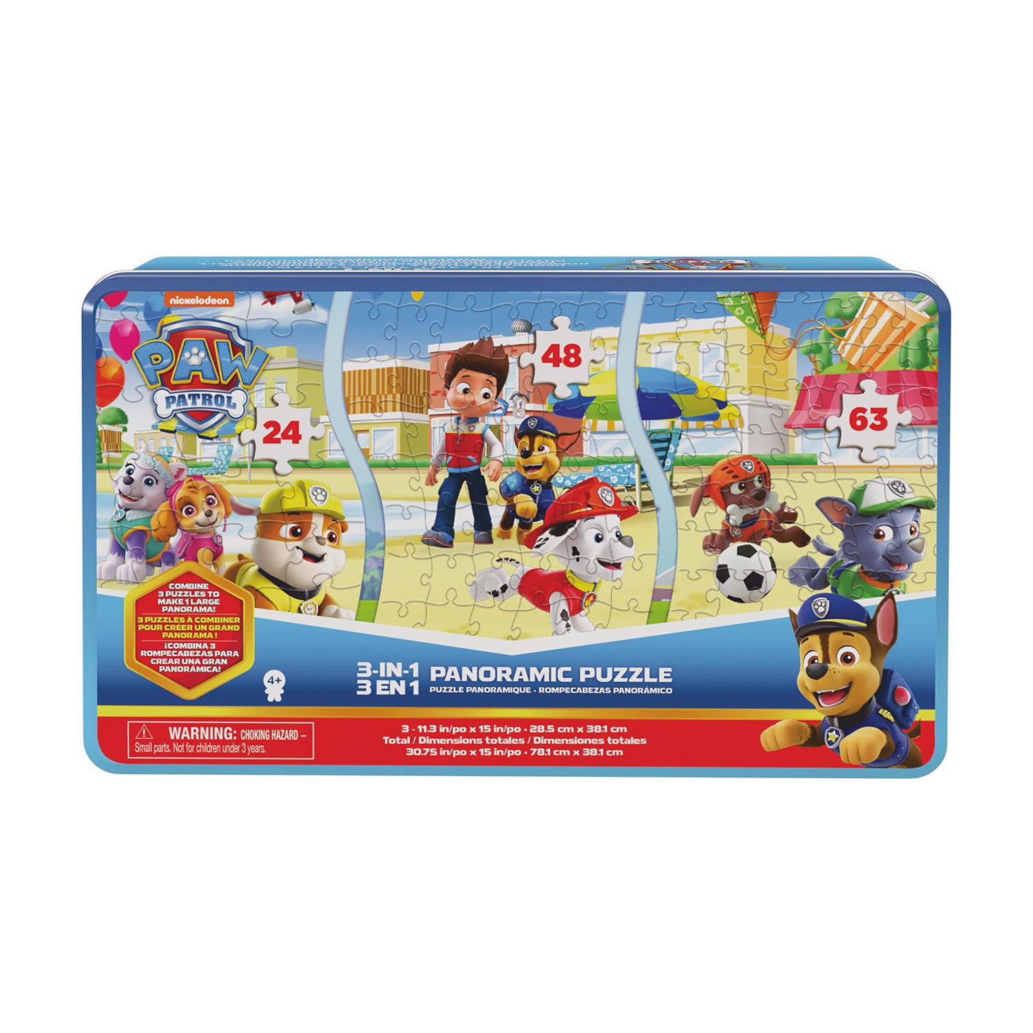 

Пазл панорама 3 в 1 Spin Master Paw Patrol у жерстяній коробці, від 4 років, 135 деталей (SM45702/6070148)