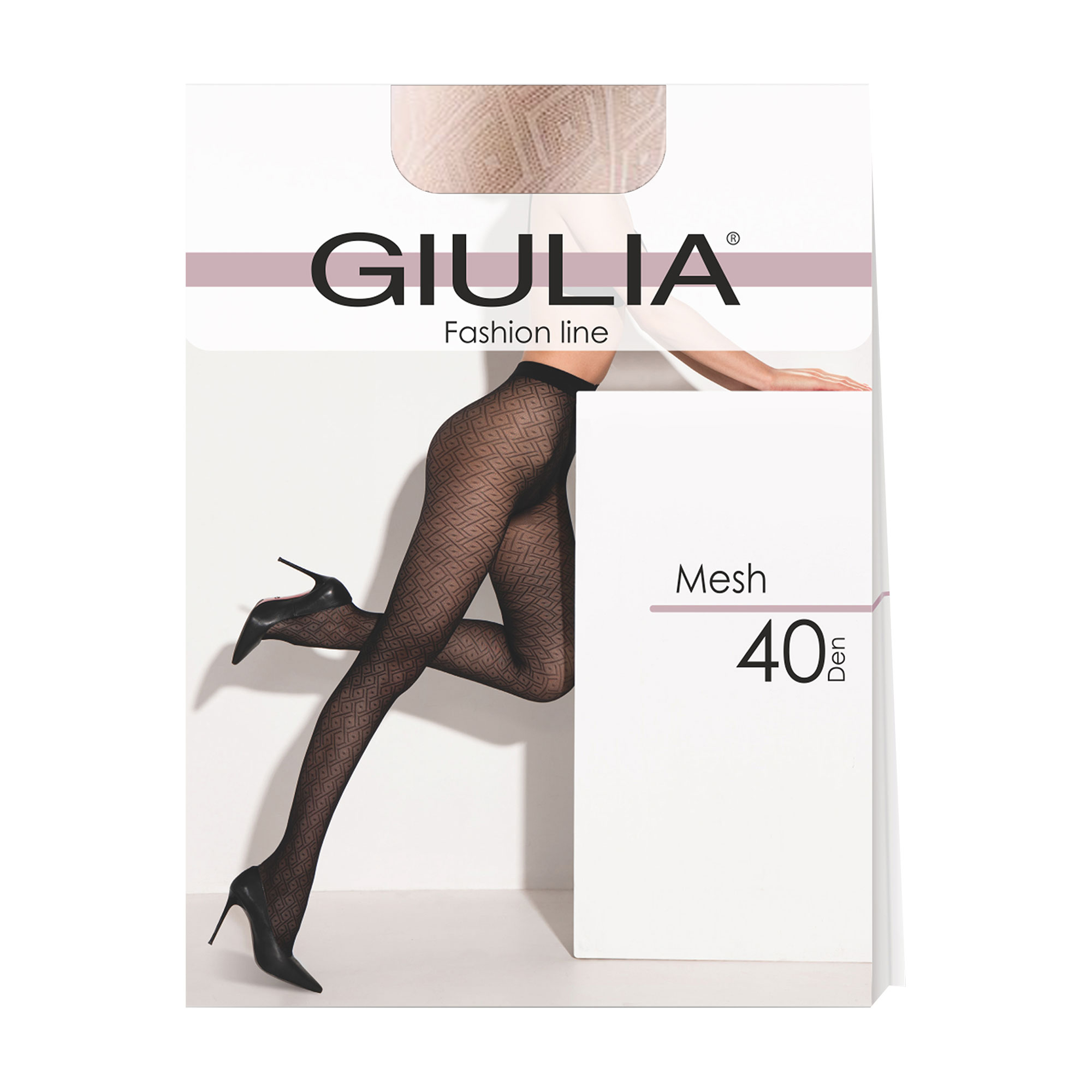 Фантазійні колготки жіночі Giulia Mesh без шортиків, 40 DEN, Crema, розмір 2