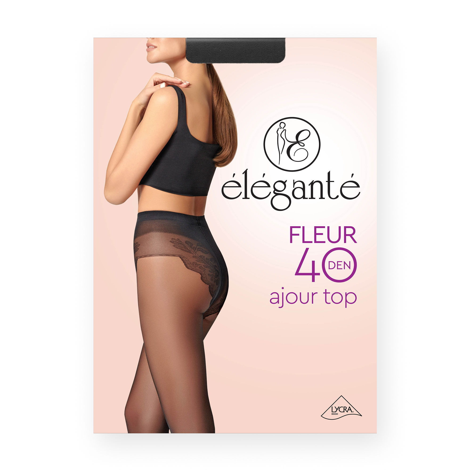 Колготки жіночі Elegante Fleur з мереживними трусиками, 40 DEN, Nero, розмір 2