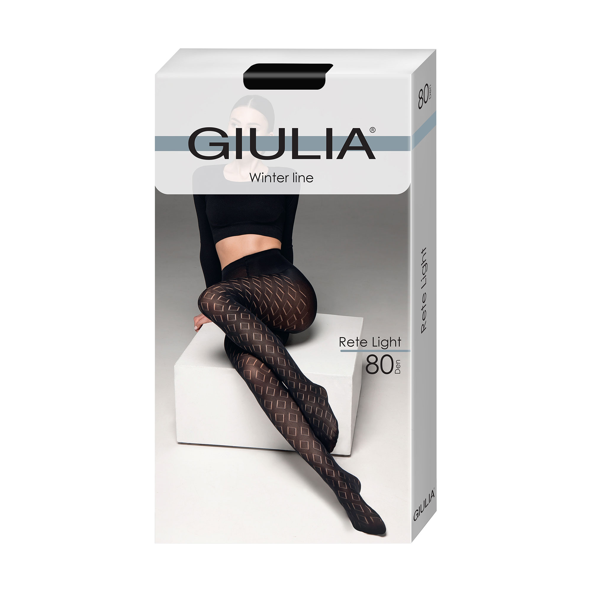 Фантазійні колготки жіночі Giulia Rete Light, 80 DEN, Nero, розмір 4
