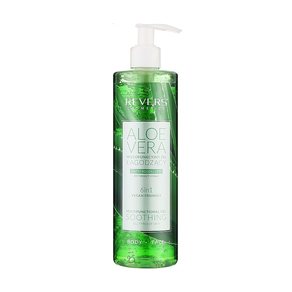 

Багатофункцінальний гель для обличчя та тіла Revers Cosmetics Soothing Multifunctional Gel 6 in 1 Алое вера, 400 мл