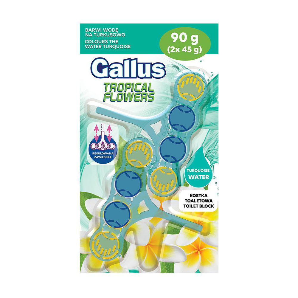 

Уцінка! Туалетні блоки для унітазу Gallus Oriental Flowers Тропічні квіти, 2*45 г