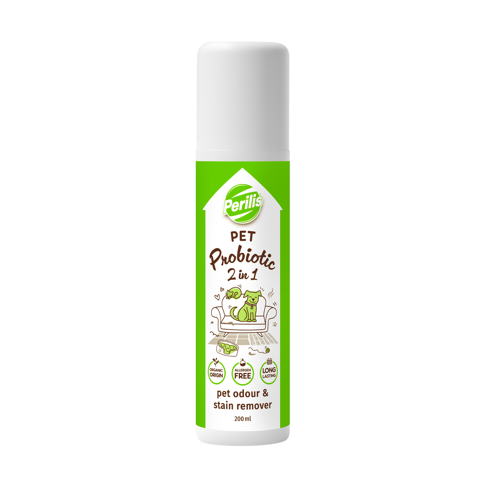 

Плямовивідник та нейтралізатор запахів тварин 2 в 1 Perilis Probiotic Pet Odour & Stain Remover, 200 мл