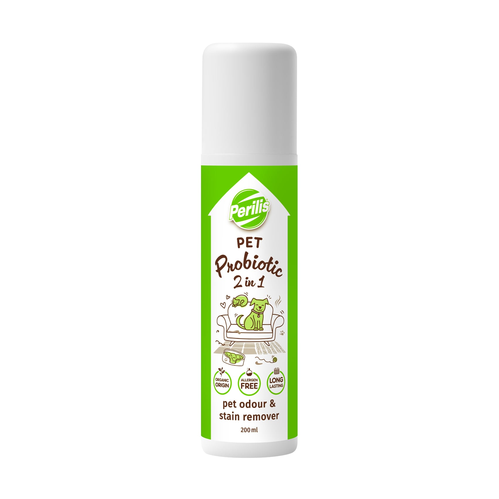 

Уцінка! Плямовивідник та нейтралізатор запахів тварин 2 в 1 Perilis Probiotic Pet Odour & Stain Remover, 200 мл