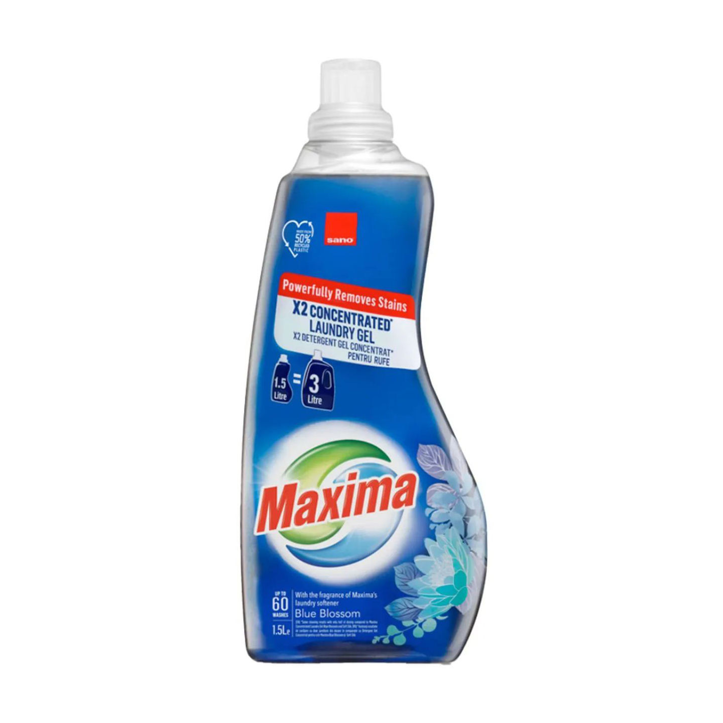 

Уцінка! Концентрований гель для прання SANO Maxima Blue Blossom, 60 циклів прання, 1.5 л