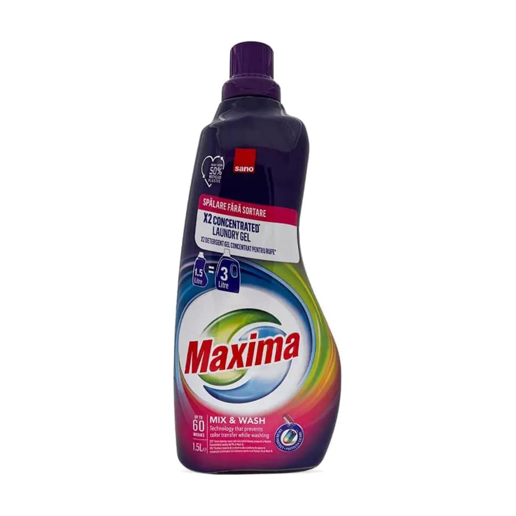 

Концентрований гель для прання SANO Maxima Mix & Wash, 60 циклів прання, 1.5 л