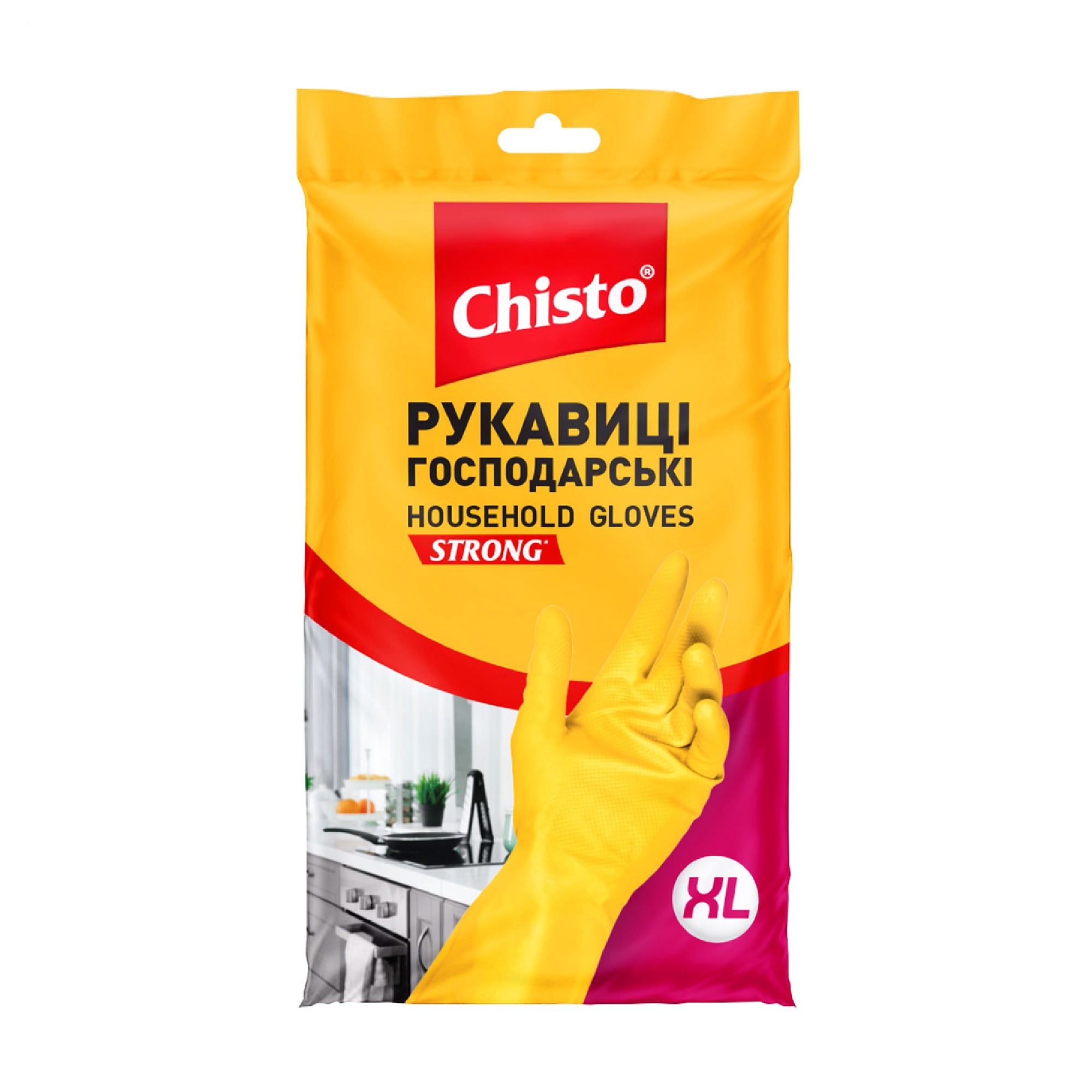 

Рукавички латексні Chisto Strong жовті, розмір XL, 1 пара