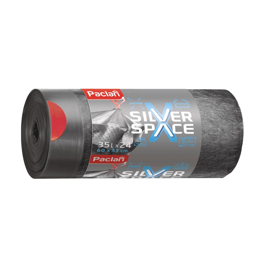 

Пакети для сміття Paclan Silver Space MultiTop, 35 л, 24 шт
