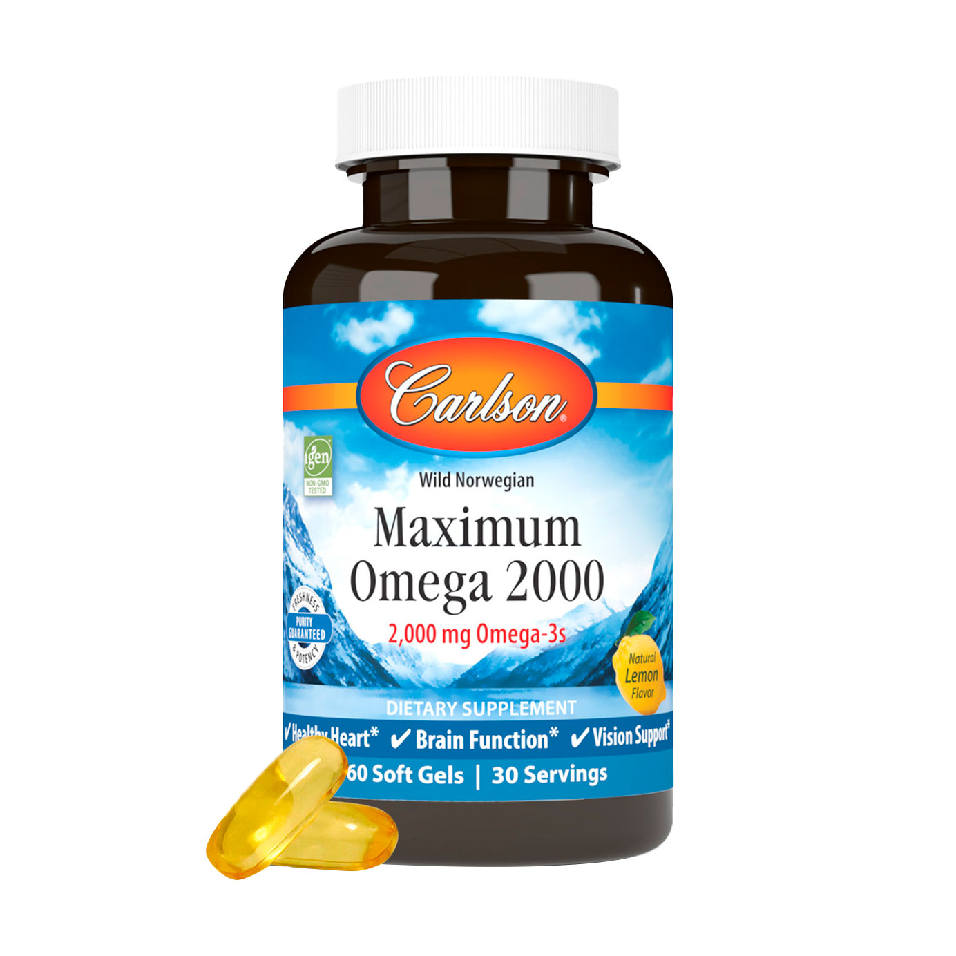 

Омега максимум Carlson Labs Maximum Omega зі смаком лимону, 2000 мг, 30 гелевих капсул