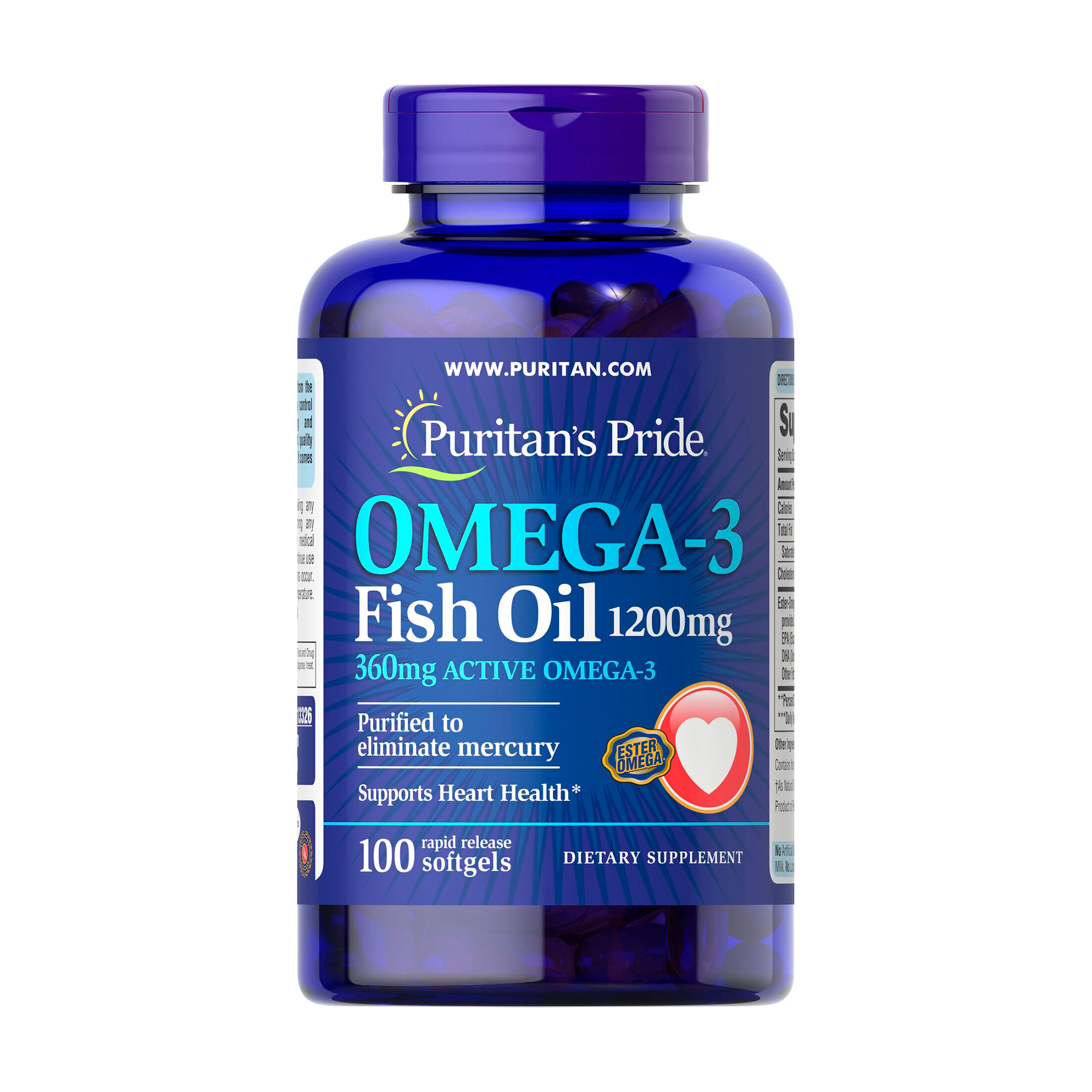 

Риб'ячий жир з омега-3 Puritan's Pride Omega-3 Fish Oil 1200 мг/360 мг, 100 капсул