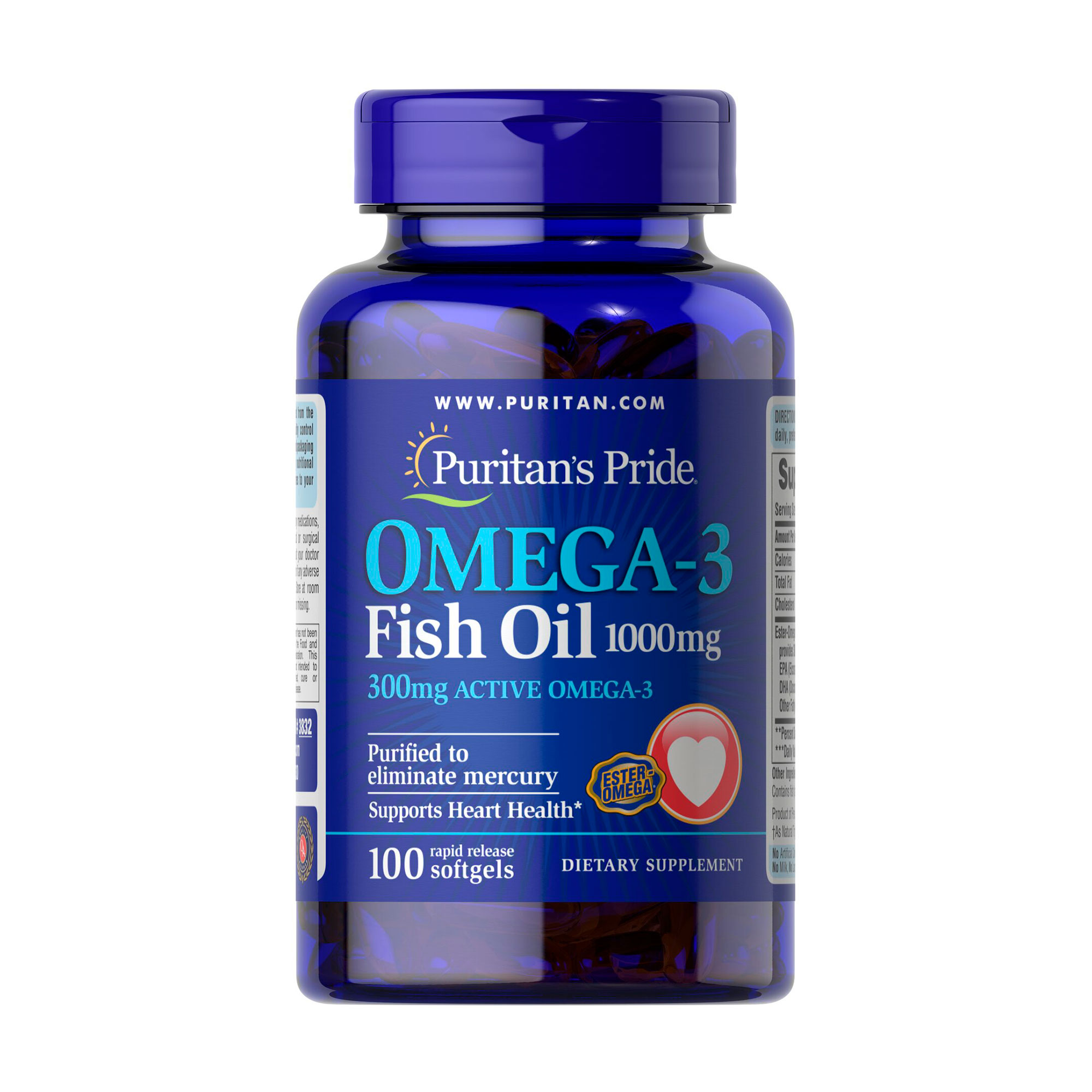 

Риб'ячий жир з омега-3 Puritan's Pride Omega-3 Fish Oil 1000 мг/300 мг, 100 капсул