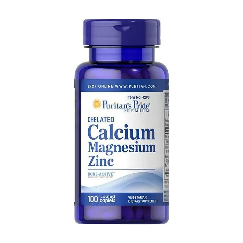 

Кальцій, магній, цинк Puritan's Pride Chelated Calcium Magnesium Zinс, 100 каплетів