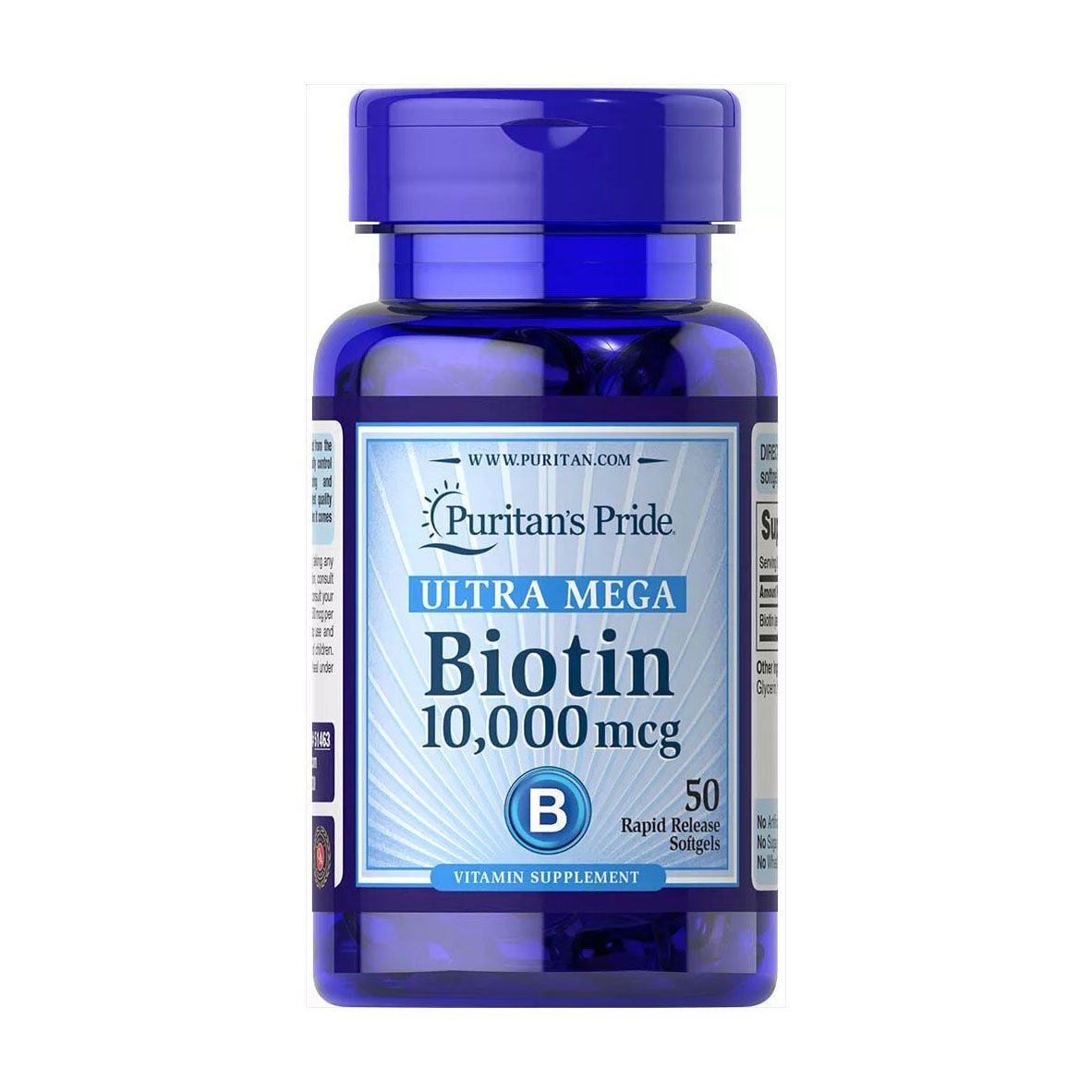 

Біотин Puritan's Pride Biotin 10000 мкг, 50 капсул