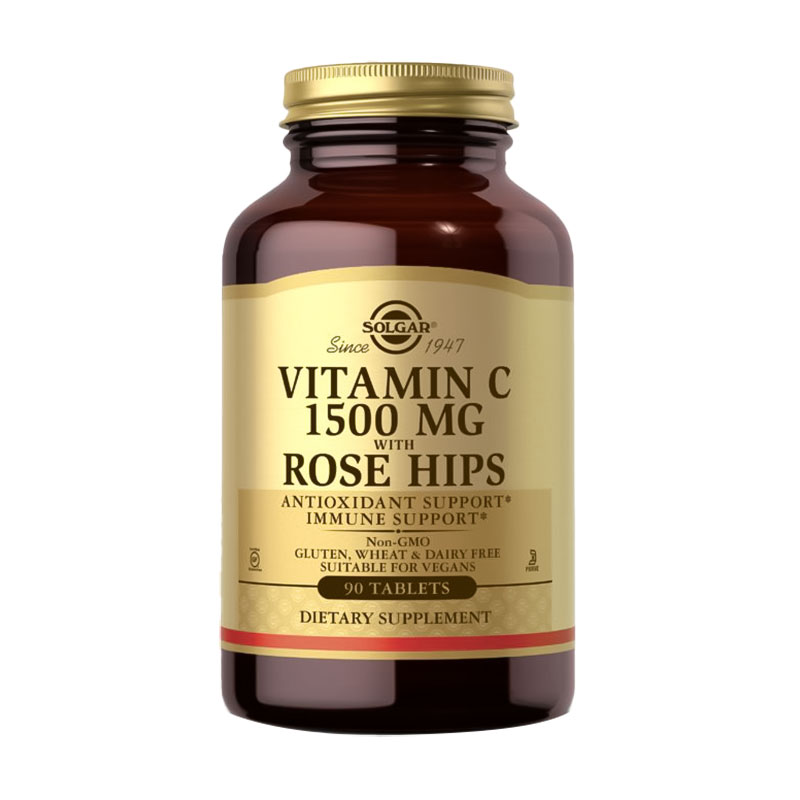 

Вітамін С Solgar Vitamin C with Rose Hips із шипшиною 1500 мг, 90 таблеток