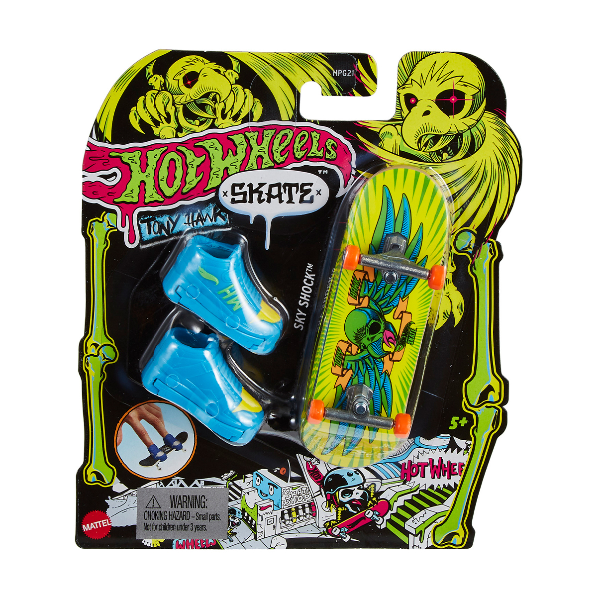 

Ігровий набір Hot Wheels Скейт та взуття для пальчиків, Sky Shock, блакитний, від 5 років (HPG21)