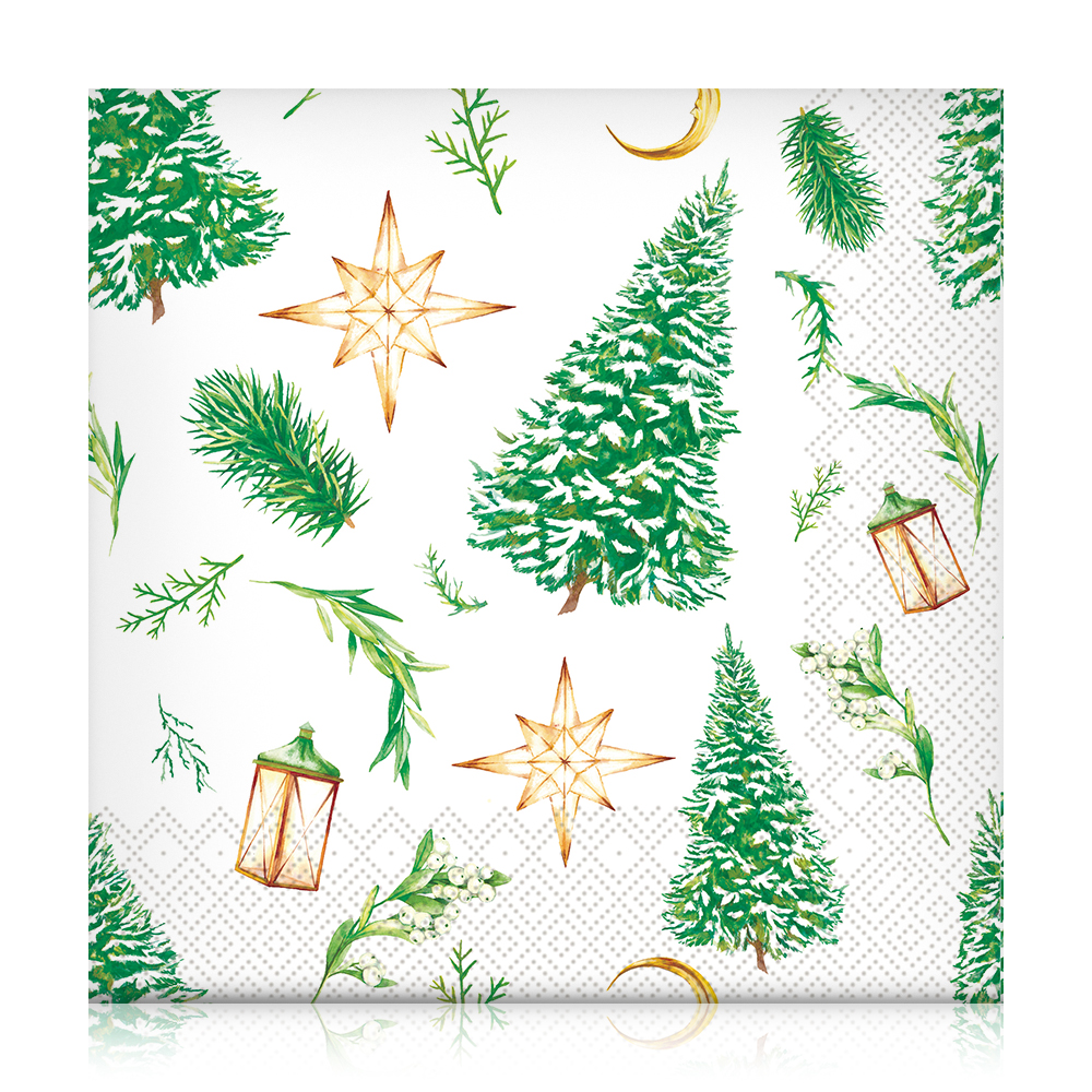 

Серветки новорічні паперові Silken Зимова ялинка, 3-шарові, 33*33 см, 18 шт