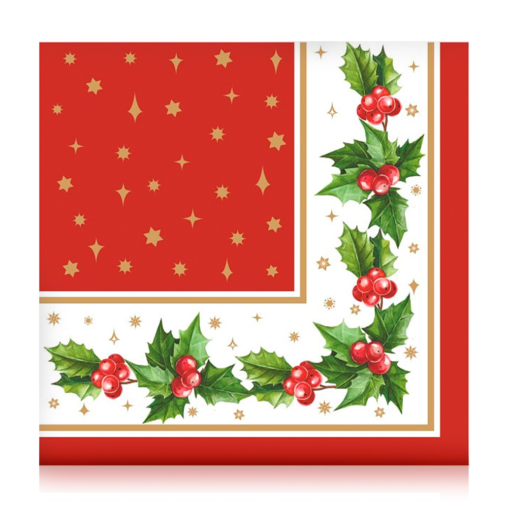 

Серветки новорічні паперові Silken Різдвяний орнамент, 3-шарові, 33*33 см, 18 шт