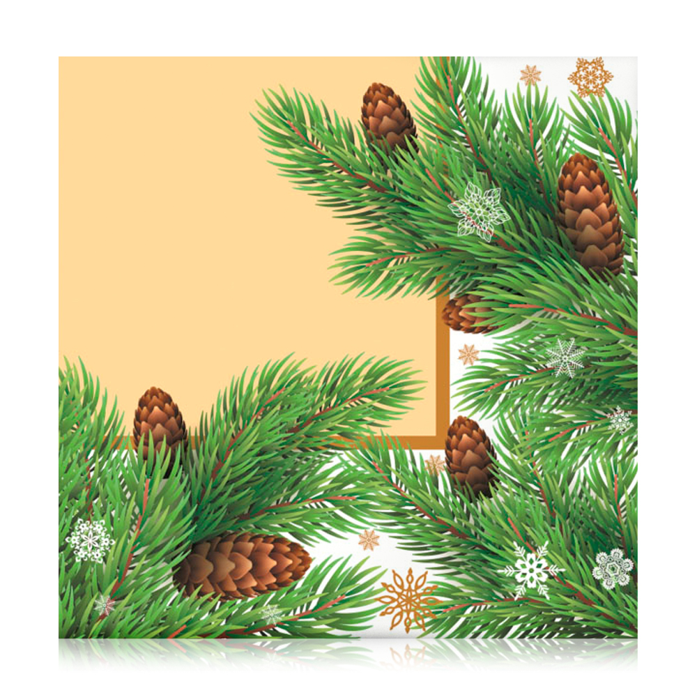 

Серветки новорічні паперові Silken Ялинкова гілка з шишками, 3-шарові, 33*33 см, 18 шт