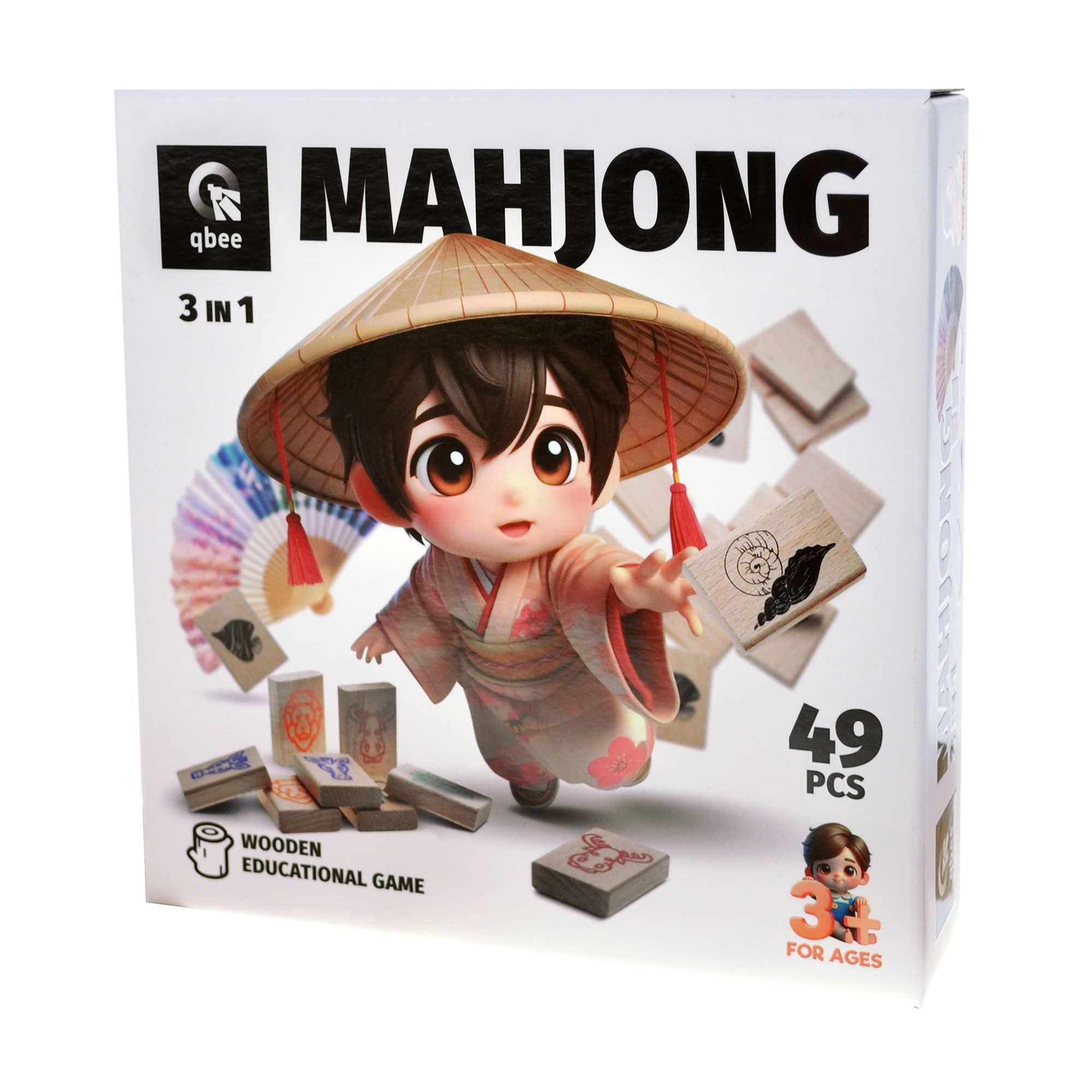 

Дерев'яна гра Qbee Дитячий Маджонг, 49 деталей, від 3 років, 21.5*21.5*6 см (Дер5916)