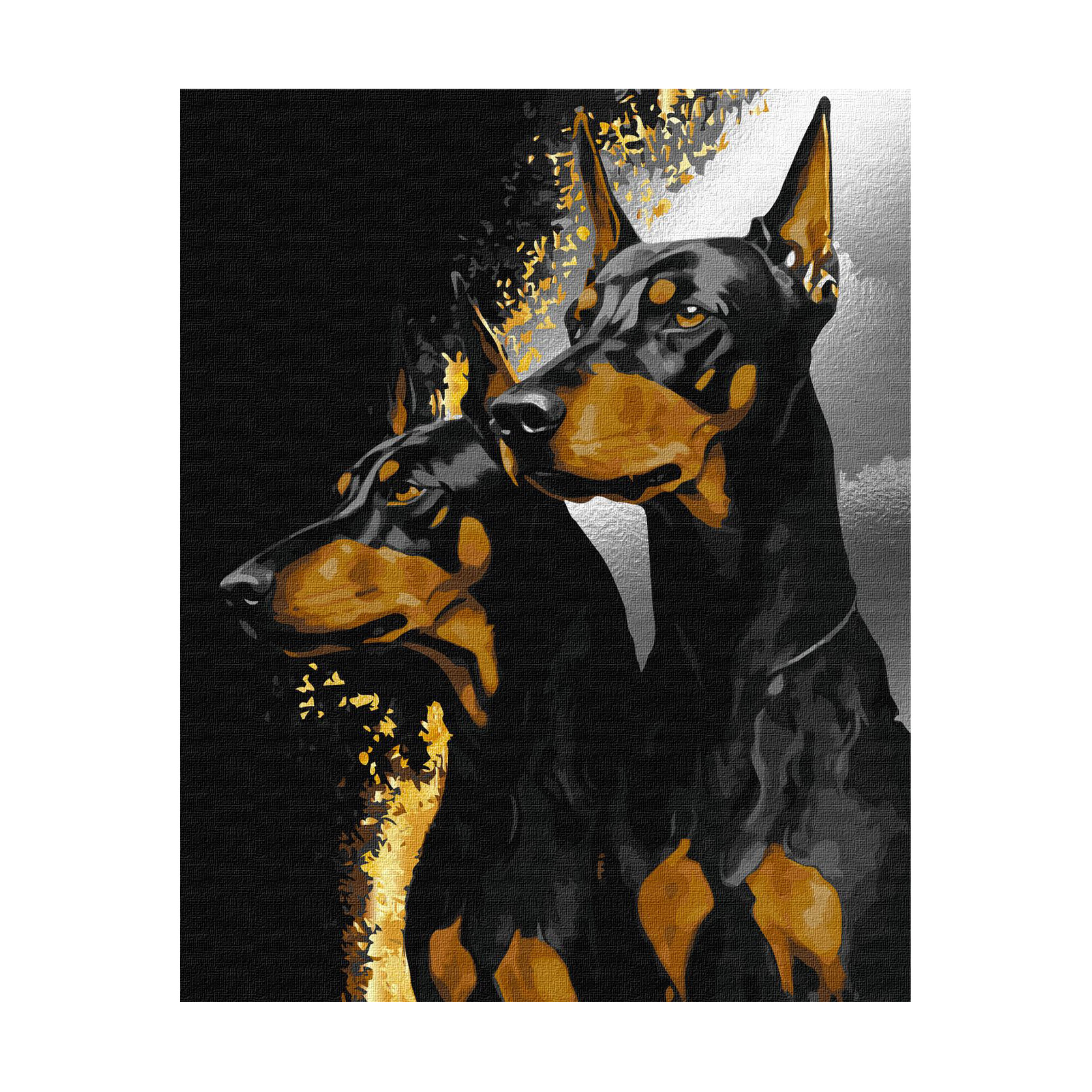 

Картина за номерами Ideyka Вірні добермани з фарбами металік extra, 40*50 см (KHO6524)