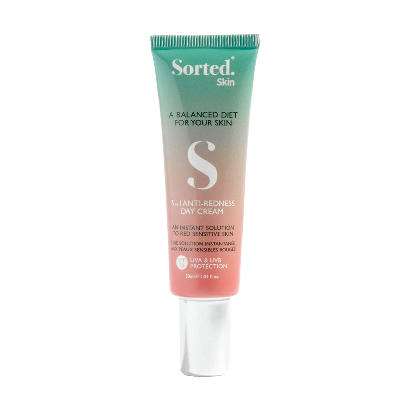 

Уцінка! Денний крем для обличчя Sorted Skin 5 In 1 Anti-Redness Day Cream, SPF 50, проти почервонінь, 30 мл