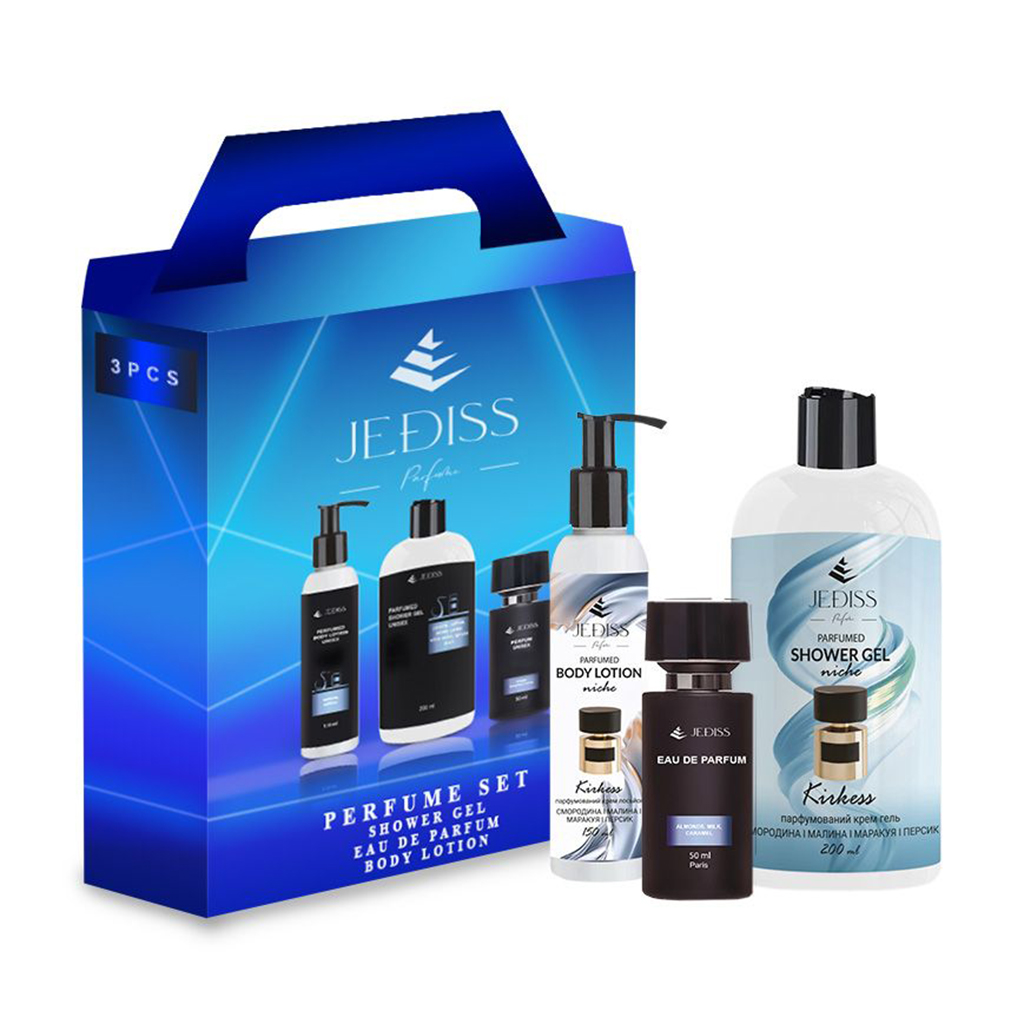 

Парфумований набір унісекс Jediss 12 (гель для душу, 200 мл + парфумована вода, 50 мл + лосьйон для тіла, 150 мл)