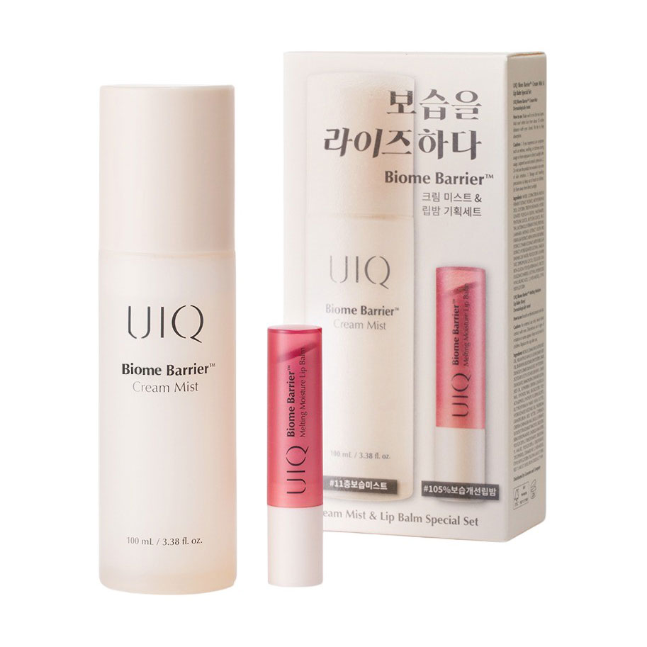 

Уцінка! Набір для обличчя UIQ Biome Barrier Cream Mist & Lip Balm Special Set (кремовий спрей, 100 мл + бальзам для губ Rosy, 3.2 г)