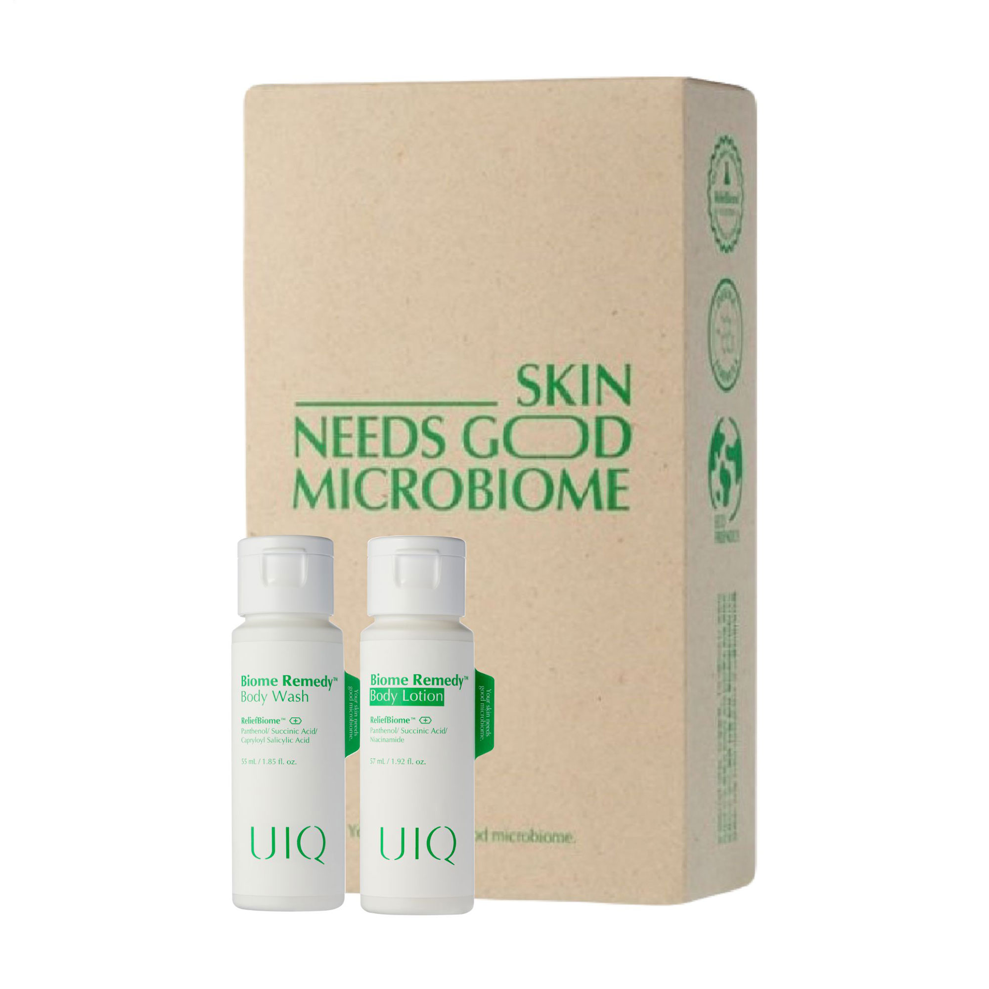

Уцінка! Набір мініатюр для тіла UIQ Biome Remedy Mini Duo (лосьйон, 57 мл + гель для душу, 55 мл)