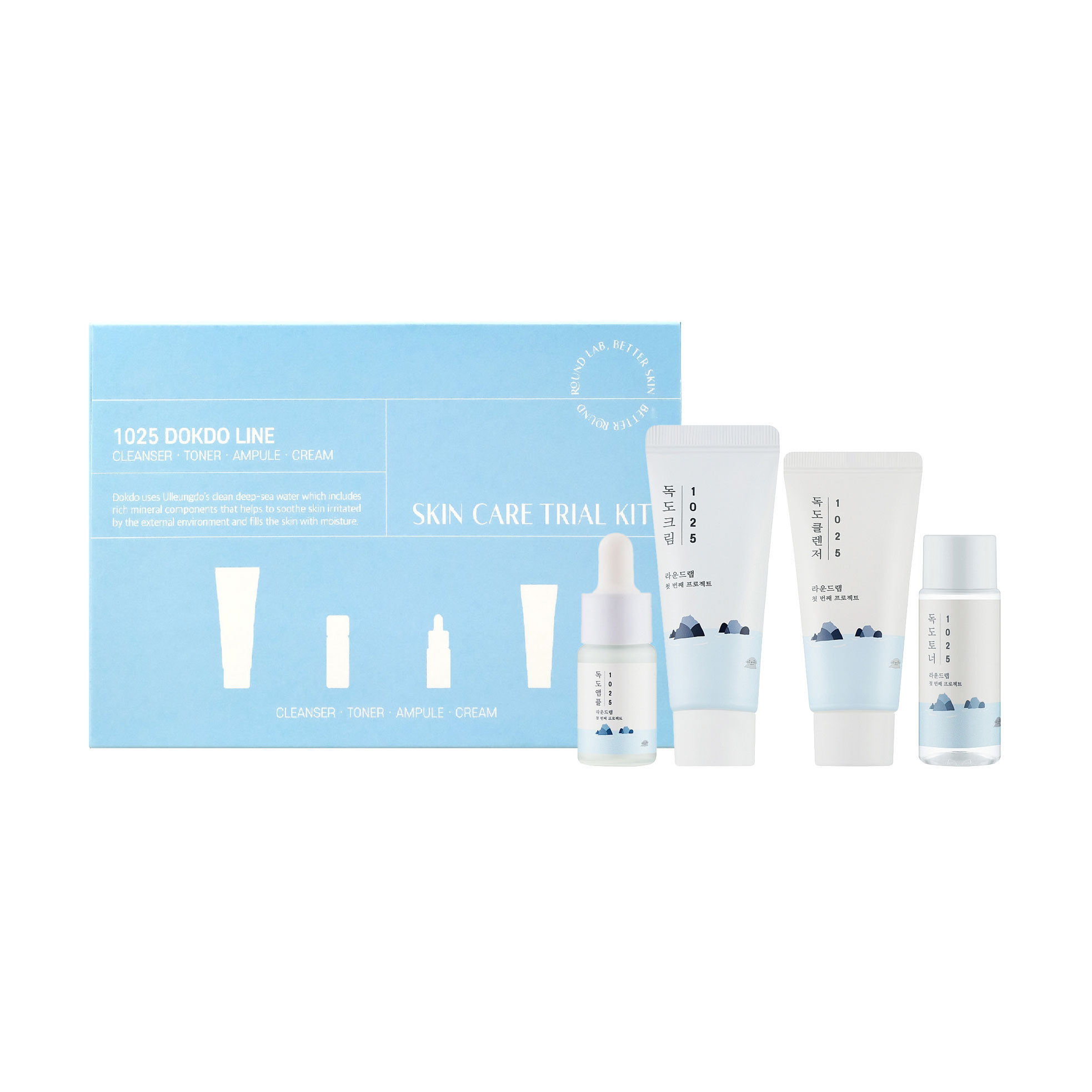 

Набір для обличчя Round Lab 1025 Dokdo Line Skin Care Trial Kit (пінка, 30 мл + тонер, 20 мл + сироватка, 10 мл + крем, 20 мл)