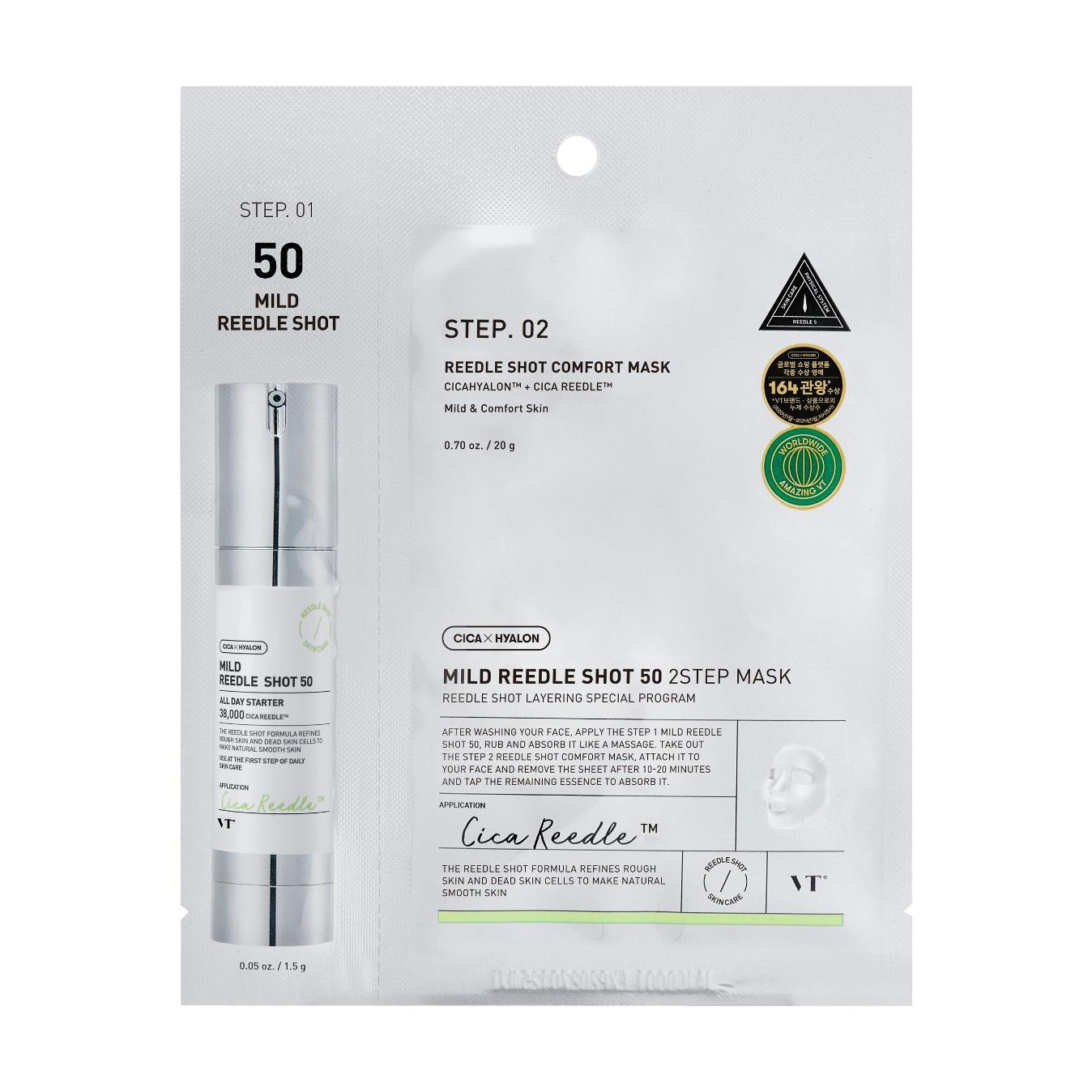 

Двоетапна маска для обличчя VT Cosmetics Mild Reedle Shot 50 2 Step Mask, 21.5 г