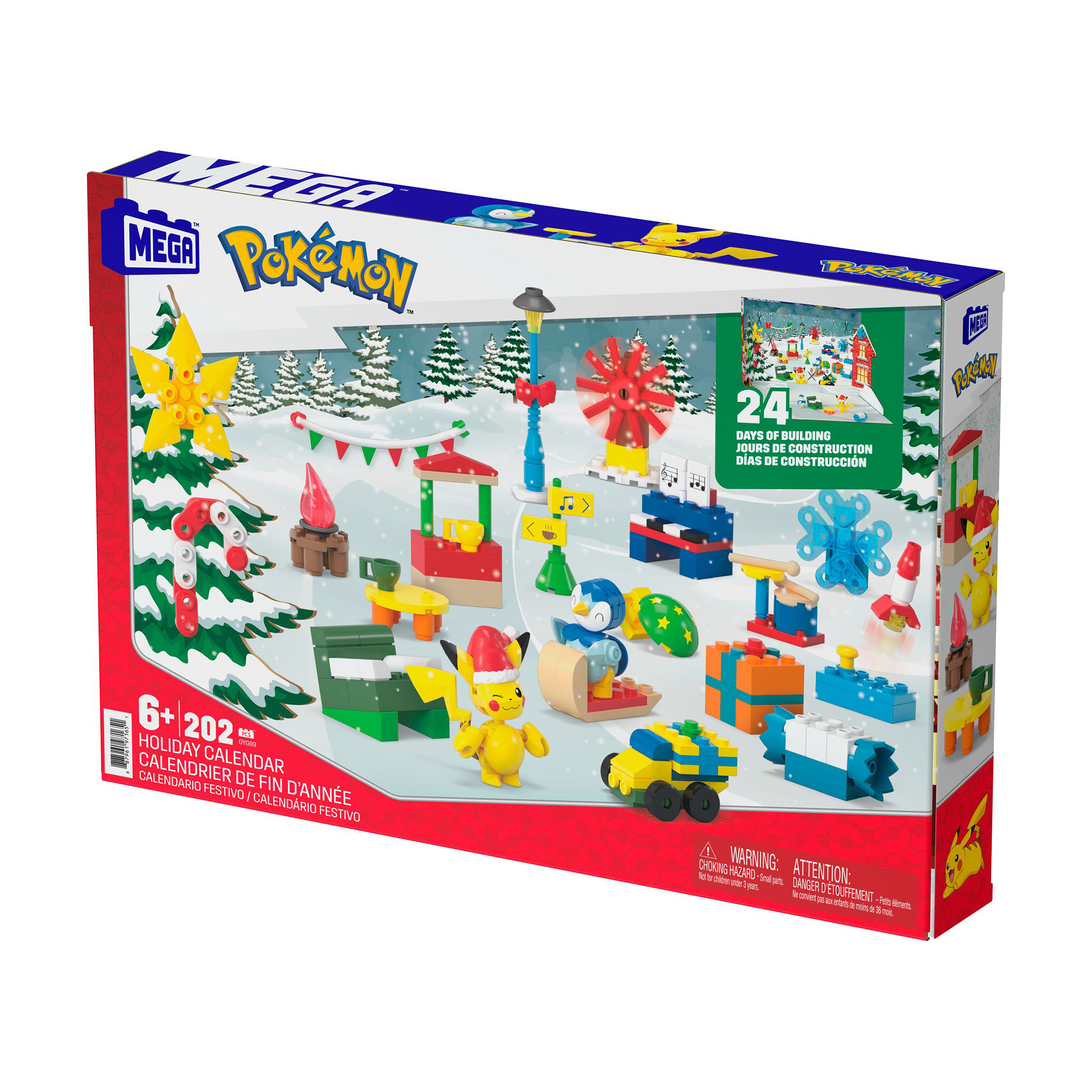 

Адвент-календар Mattel Games Mega Construx Pokemon Зимові пригоди Покемонів, 6*40*26 см, від 6 років, 24 відділення (GYG99)