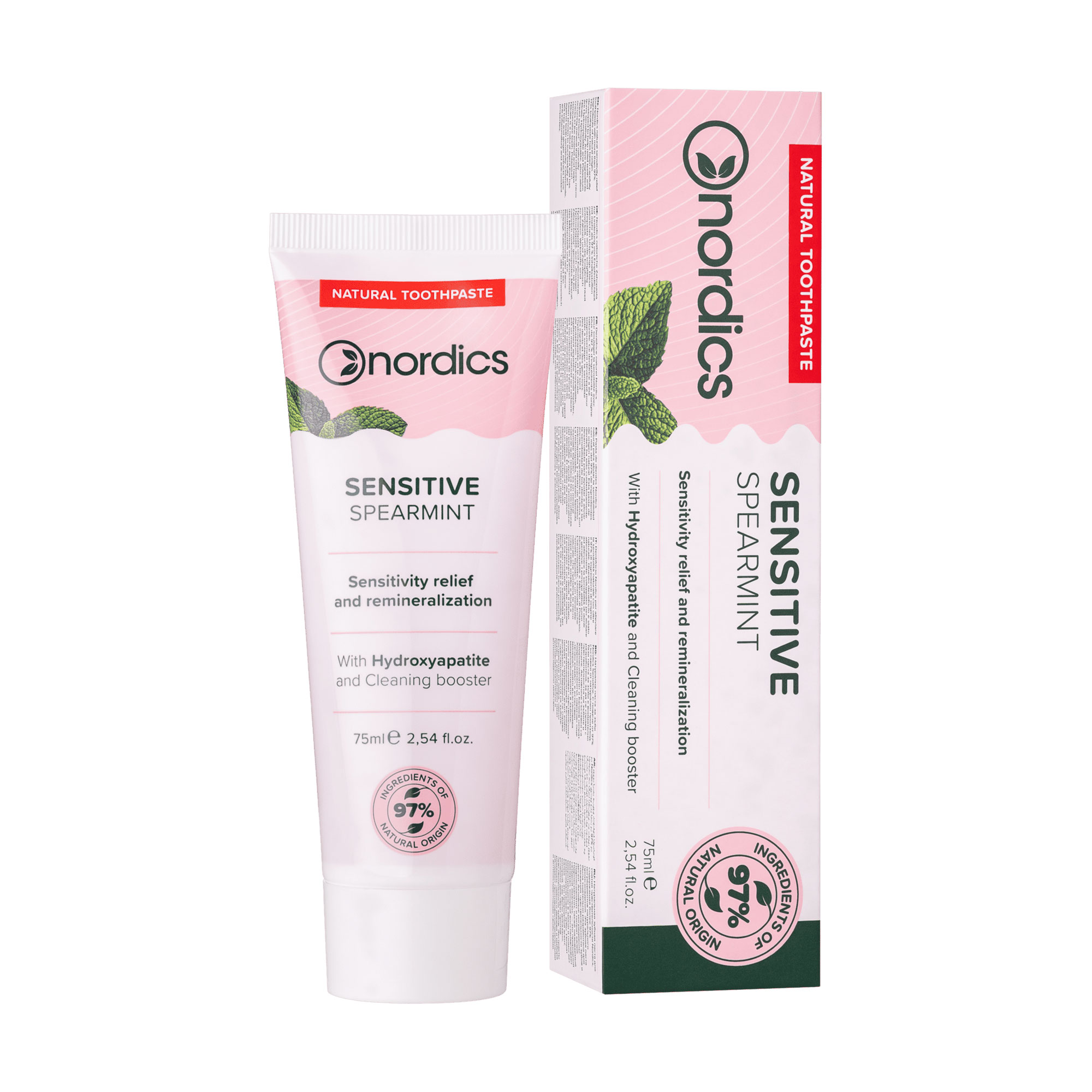 

Уцінка! Натуральна ремінералізувальна зубна паста Nordics Cosmos Organic Sensitive для чутливих ясен, з рідкою емаллю, 75 мл