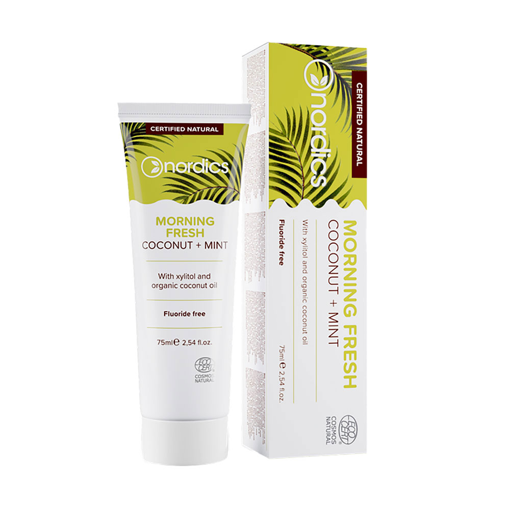 

Зубна освіжальна паста Nordics Cosmos Organic Morning Fresh з кокосовою олією та м'ятою, 75 мл