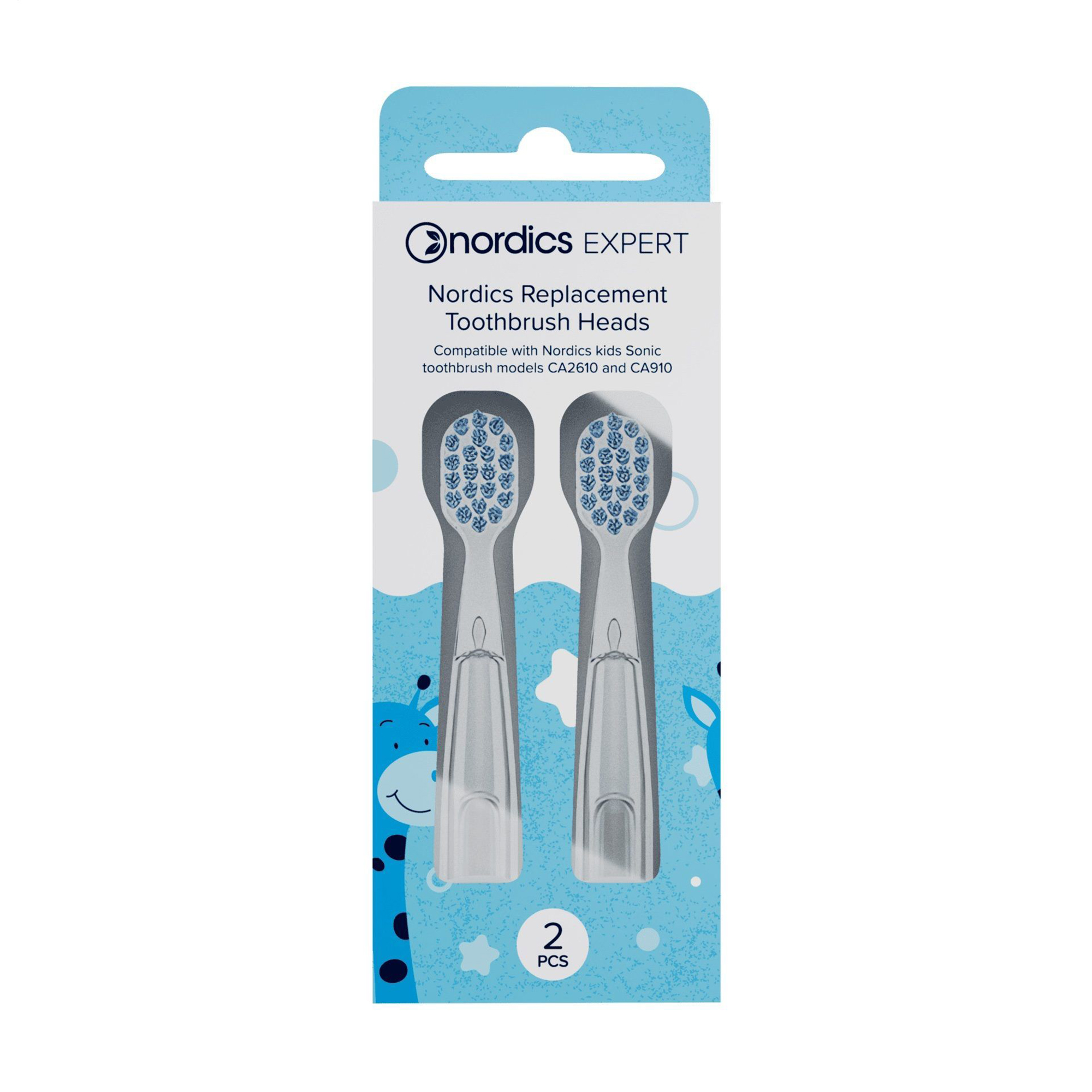 

Змінні головки для дитячих електричних зубних щіток Nordics Expert Kids сині, 2 шт