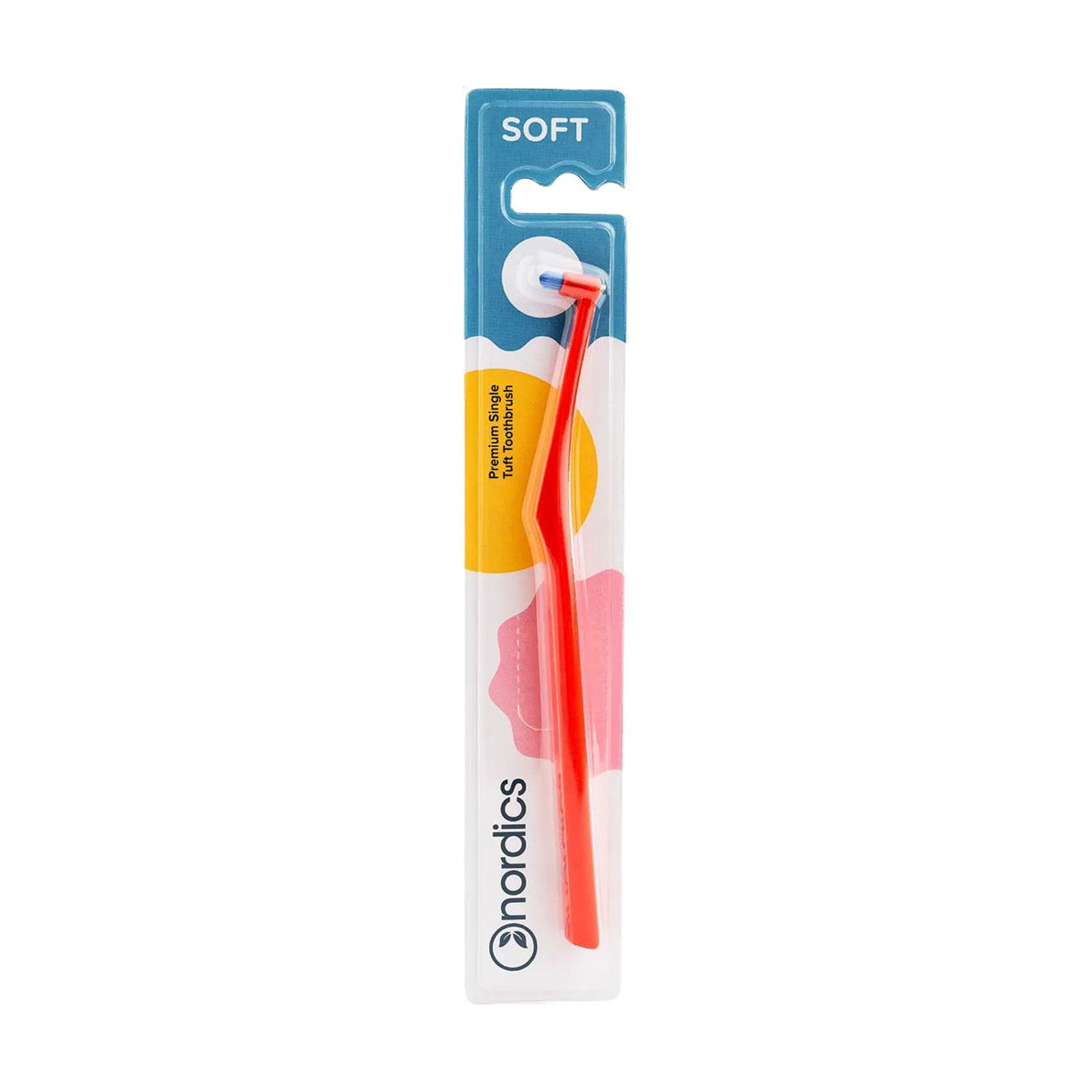 

Монопучкова зубна щітка Nordics Tuft Toothbrush М'яка, червона, 1 шт