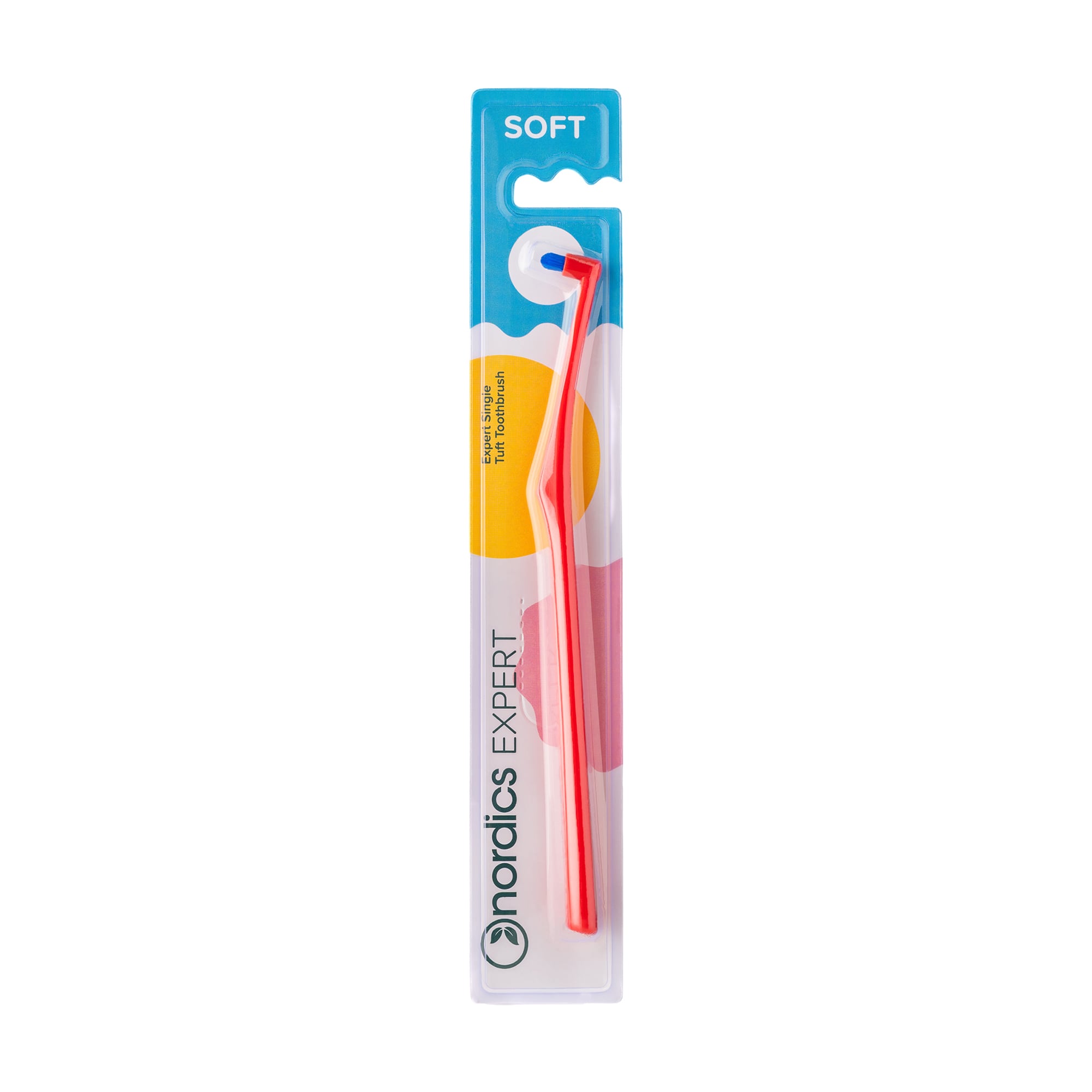 

Монопучкова зубна щітка Nordics Expert Single Tuft Toothbrush м'яка, червона, 1 шт