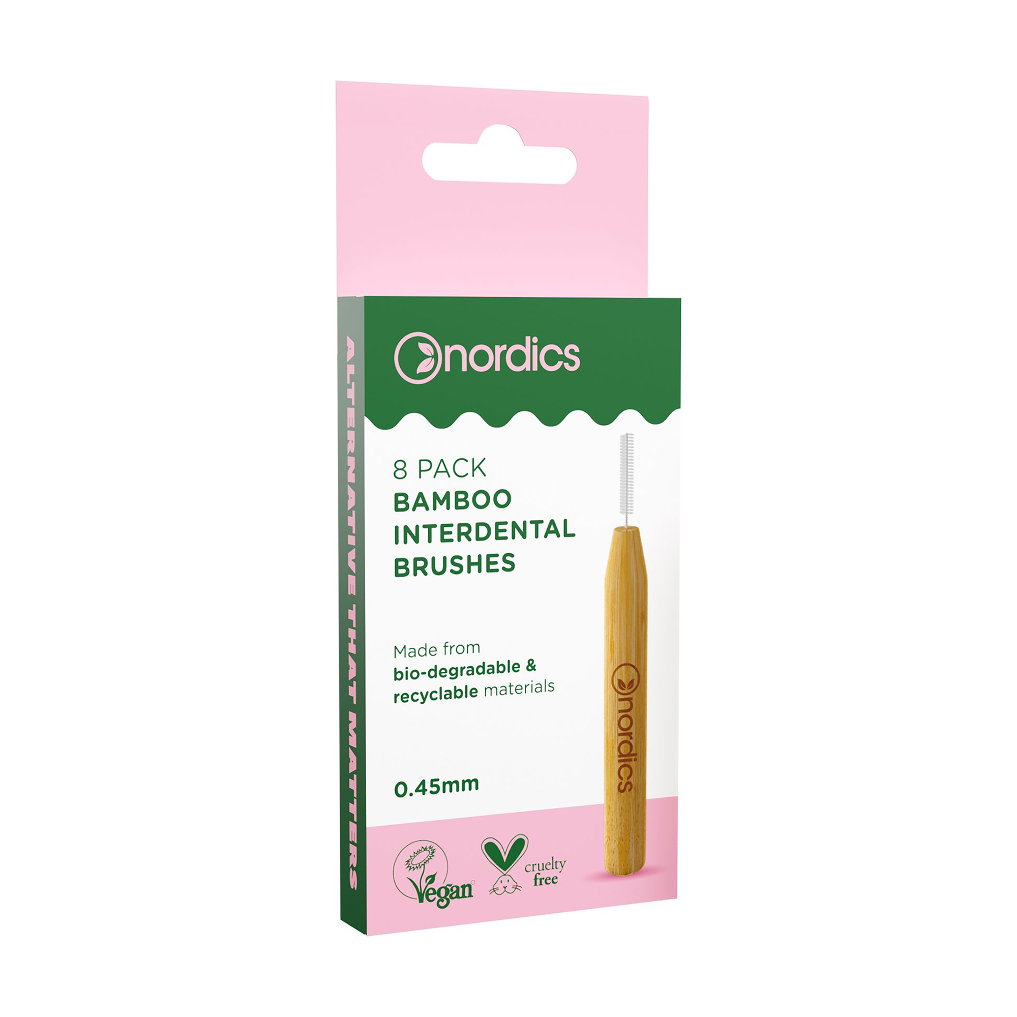 Міжзубні йоржики Nordics Bamboo Interdental Brushes, 0.45 мм, 8 шт