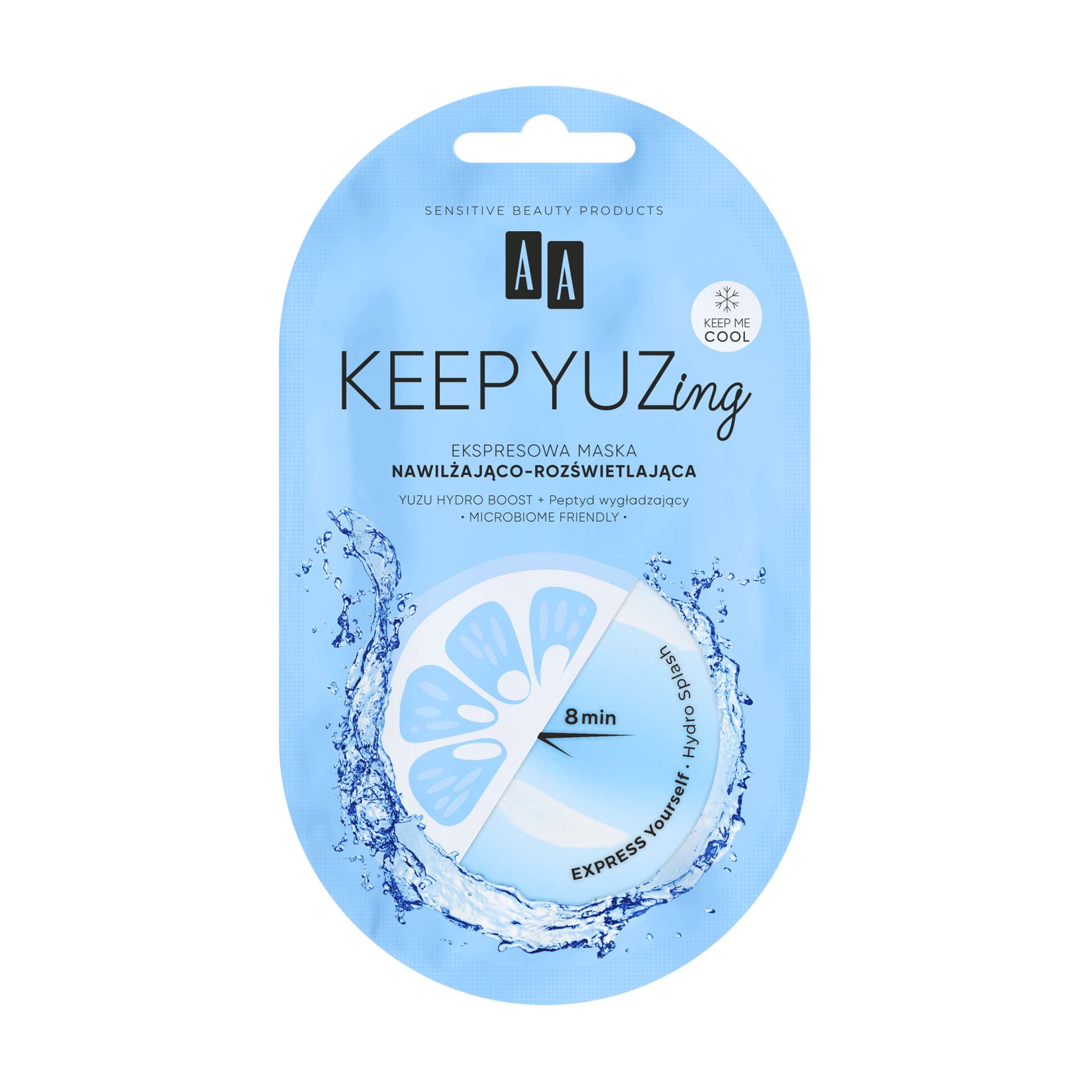 

Зволожувальна та освітлювальна експрес-маска для обличчя AA Cosmetics KEEP YUZing, 7 мл