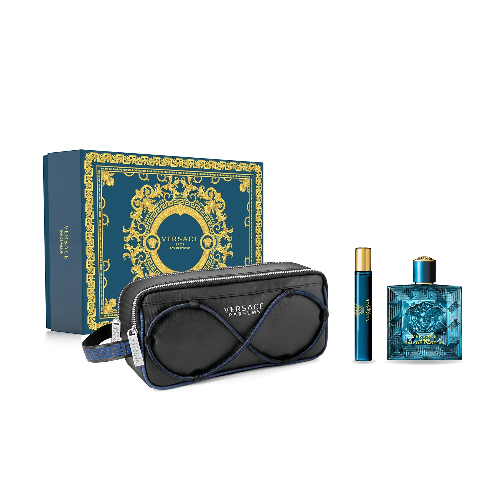 

Парфумований набір Versace Eros чоловічий (косметичка + парфумована вода, 100 мл + парфумована вода, 10 мл)
