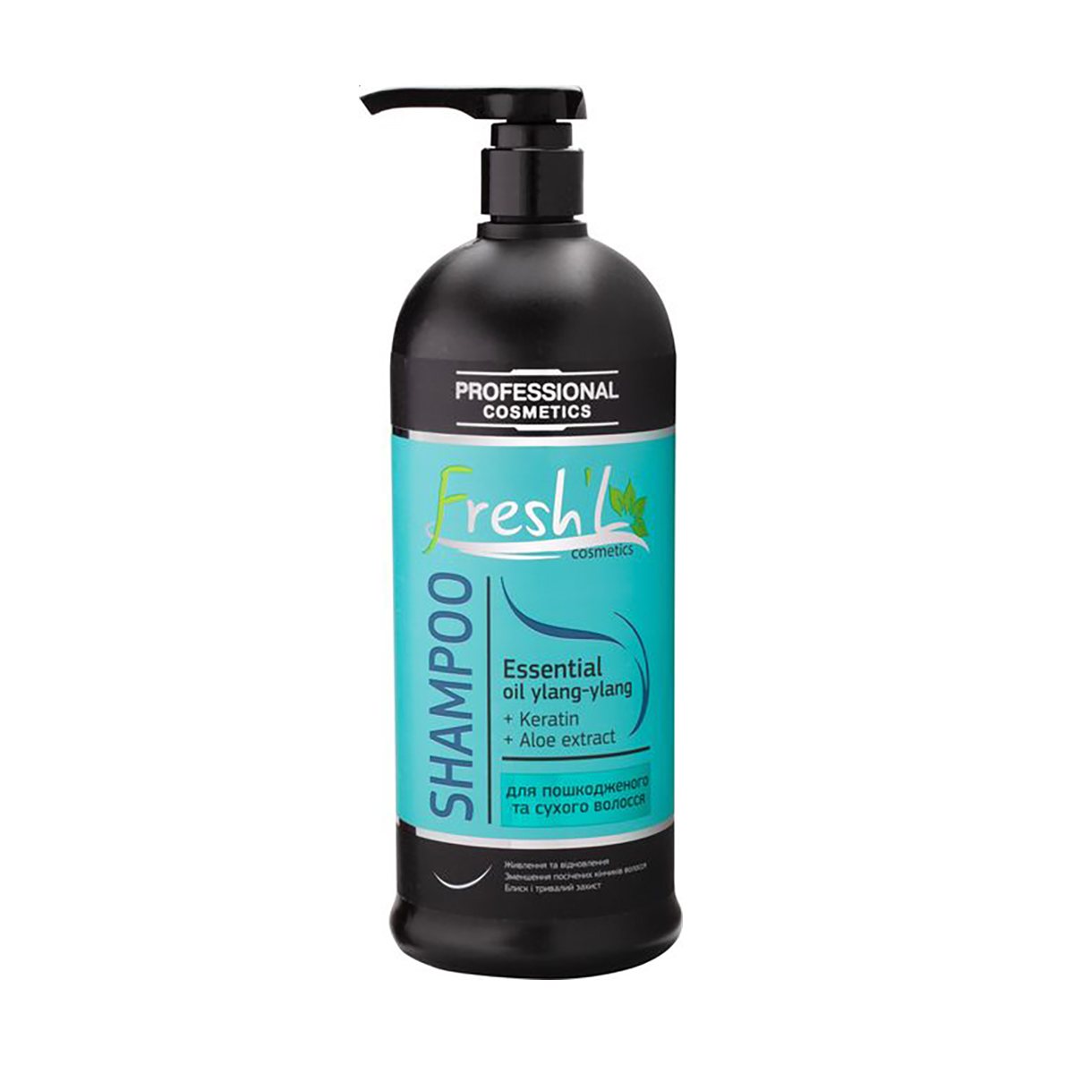 

Шампунь Fresh'L Professional Shampoo для пошкодженого та сухого волосся, з ефірною олією іланг-ілангу, кератином та екстрактом алое, 1 л