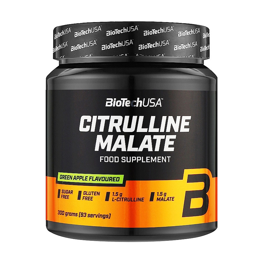 

Передтренувальний комплекс BioTechUSA Citrulline Malate Зелене яблуко, в порошку, 300 г